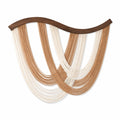 Wandbehang 100 x 80 cm aus Holz und Baumwolle in Braun Creme im Boho-Stil