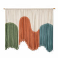 Wandteppich 100 cm x 100 cm aus Textilkordeln mit Holzstab im Boho Stil