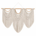 Makramee Wandteppich 120 cm 110 cm Baumwolle Creme Boho