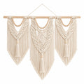 Makramee Wandbehang 120 x 110 cm Baumwolle Natur Boho mit Holzstab