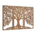 Wanddekoration 3-teilig 90 cm x 40 cm Holz braun Baummotiv durchbrochen
