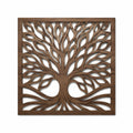 Wanddekoration 80 x 80 cm aus Holz in Braun mit Baumrelief