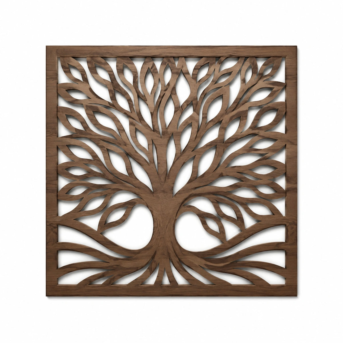 Wanddekoration 80 x 80 cm aus Holz in Braun mit Baumrelief